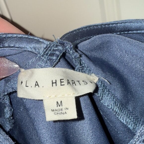 LA Hearts Blue Satin Mini Dress Size M- WORN ONCE - Picture 3 of 4